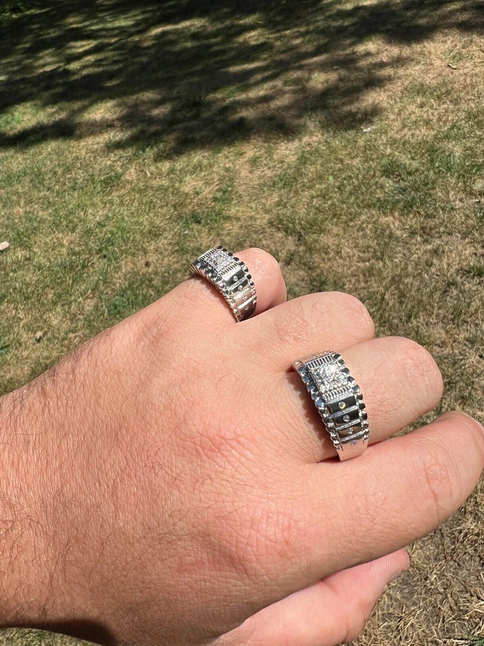 Solid Mens MOISSANITE Nugget Ring Real 925 Silver Iced Pinky Pass Diamond Tester 13 Solid Mens MOISSANITE Nugget Ring Real 925 Silver Iced Pinky Pass Diamond Tester - Image 11