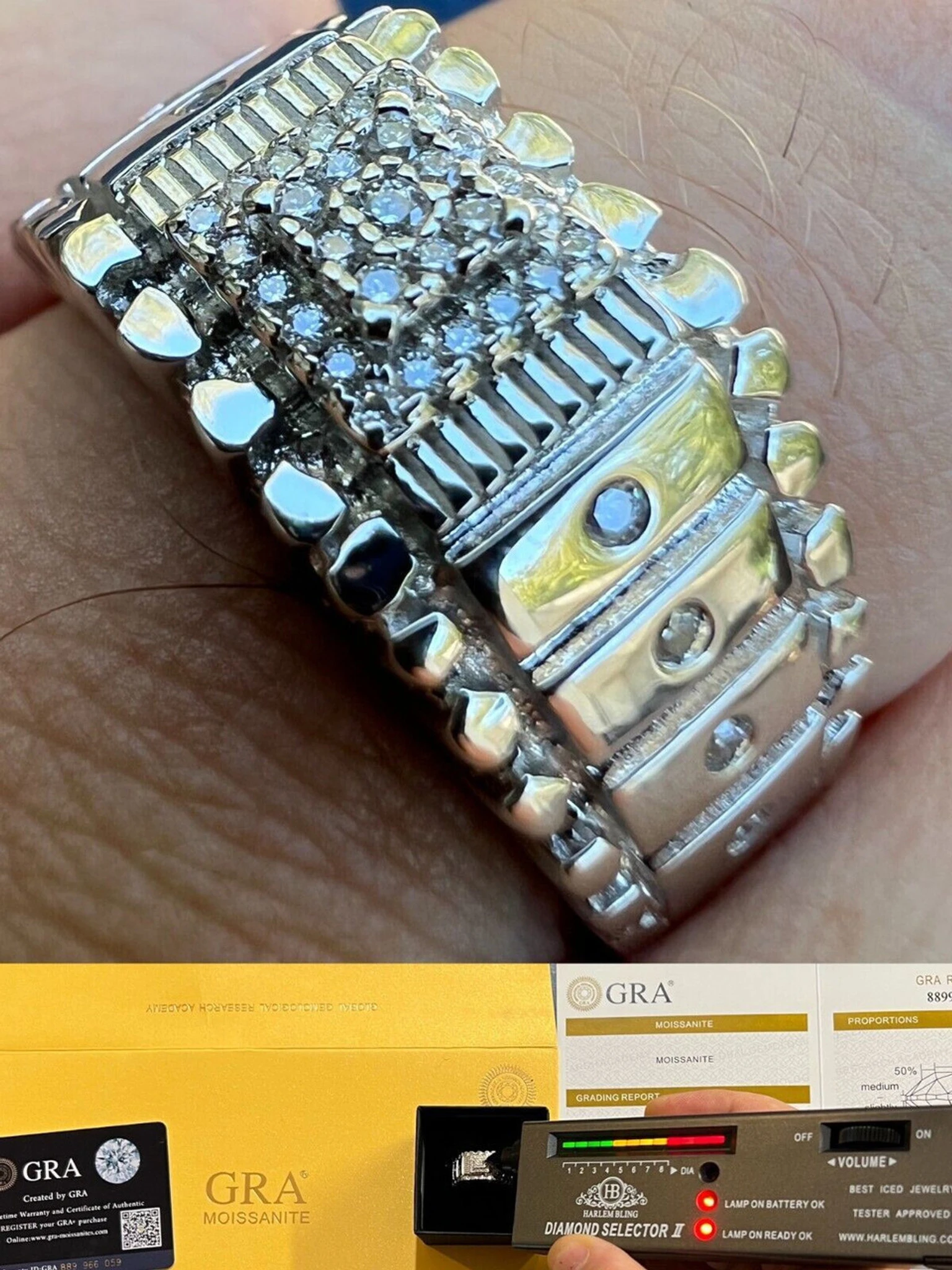 Solid Mens MOISSANITE Nugget Ring Real 925 Silver Iced Pinky Pass Diamond Tester 3 Solid Mens MOISSANITE Nugget Ring Real 925 Silver Iced Pinky Pass Diamond Tester