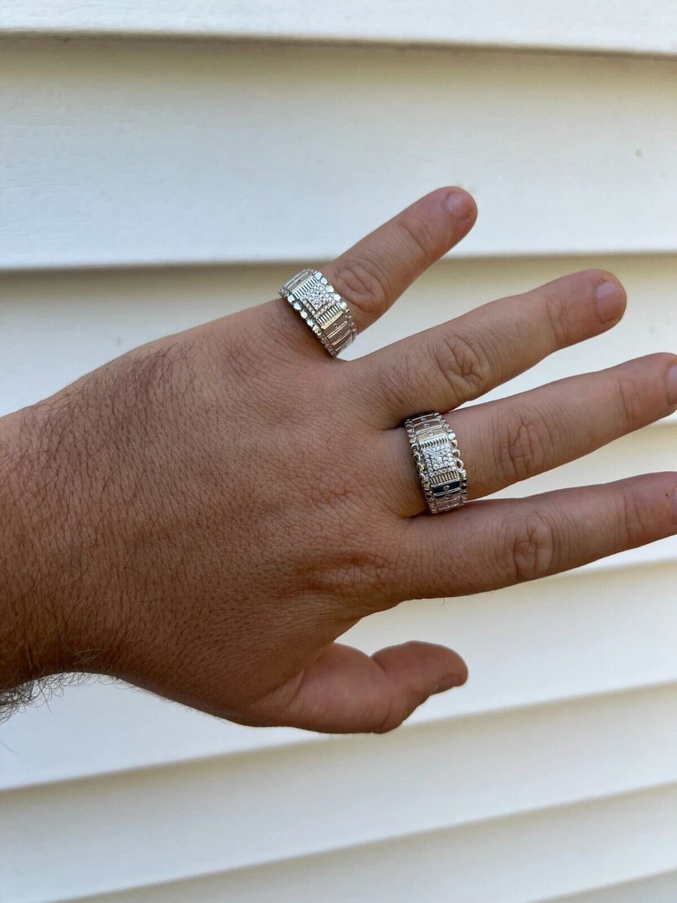 Solid Mens MOISSANITE Nugget Ring Real 925 Silver Iced Pinky Pass Diamond Tester 9 Solid Mens MOISSANITE Nugget Ring Real 925 Silver Iced Pinky Pass Diamond Tester - Image 7