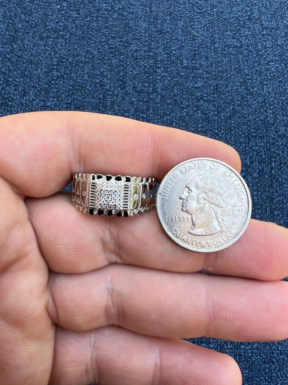 Solid Mens MOISSANITE Nugget Ring Real 925 Silver Iced Pinky Pass Diamond Tester 14 Solid Mens MOISSANITE Nugget Ring Real 925 Silver Iced Pinky Pass Diamond Tester - Image 12