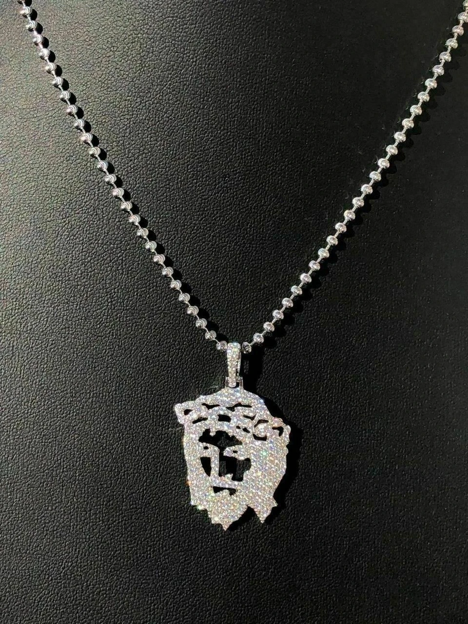 Solid Sterling Silver 925 Men's Unique Jesus Piece Pendant 1ct Lab Diamond Chain 4 Solid Sterling Silver 925 Men's Unique Jesus Piece Pendant 1ct Lab Diamond Chain - Image 2