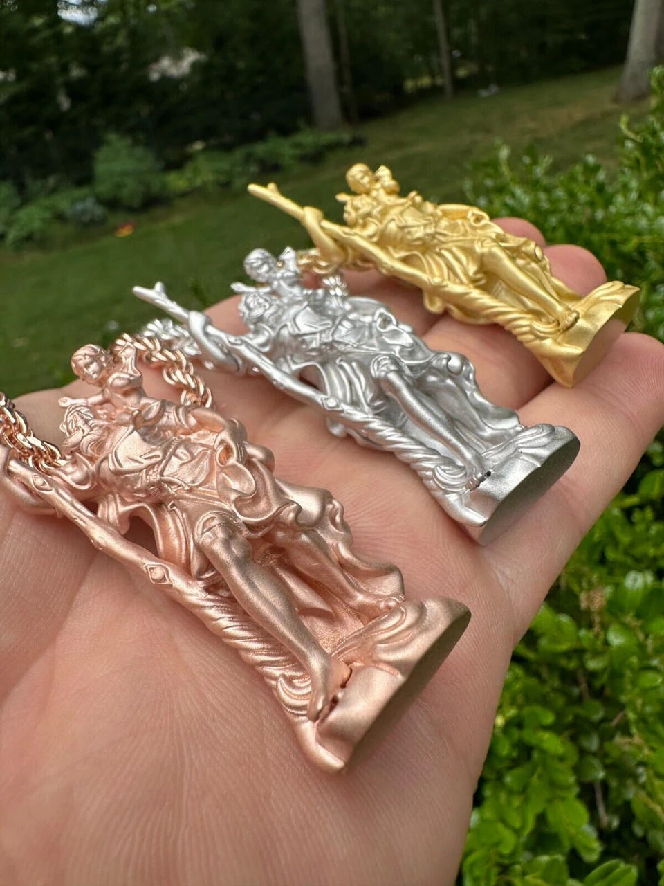 St Christopher Real 925 Silver / 14k Yellow Rose Gold Heavy 3D Pendant Necklace 18 St Christopher Real 925 Silver / 14k Yellow Rose Gold Heavy 3D Pendant Necklace - Image 16