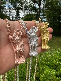 St Christopher Real 925 Silver / 14k Yellow Rose Gold Heavy 3D Pendant Necklace 29 St Christopher Real 925 Silver / 14k Yellow Rose Gold Heavy 3D Pendant Necklace -Harlem Bling Shop harlembling st christopher real 925 silver 14k yellow rose gold heavy 3d pendant necklace 23608.1688425144