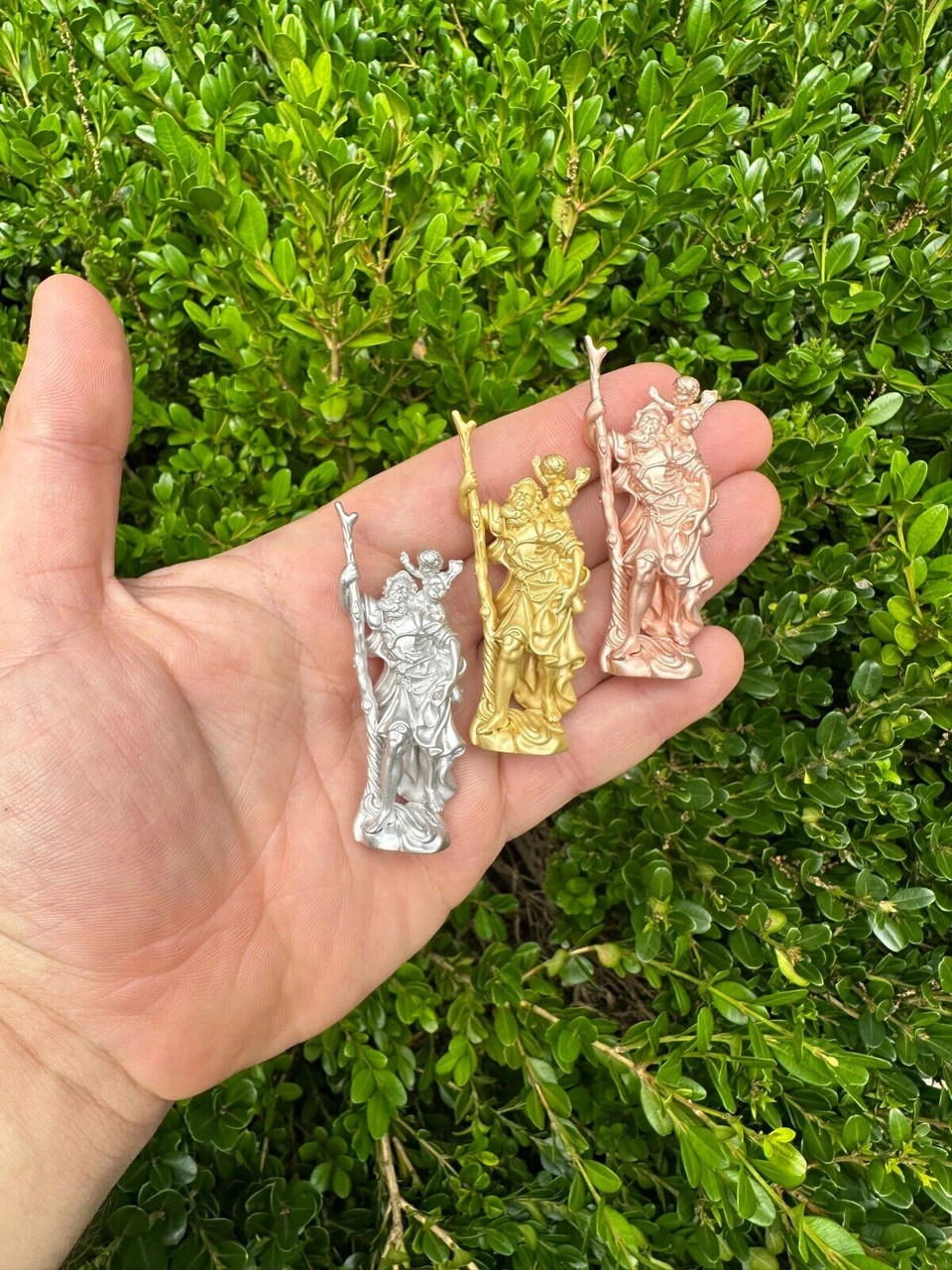 St Christopher Real 925 Silver / 14k Yellow Rose Gold Heavy 3D Pendant Necklace 14 St Christopher Real 925 Silver / 14k Yellow Rose Gold Heavy 3D Pendant Necklace - Image 12