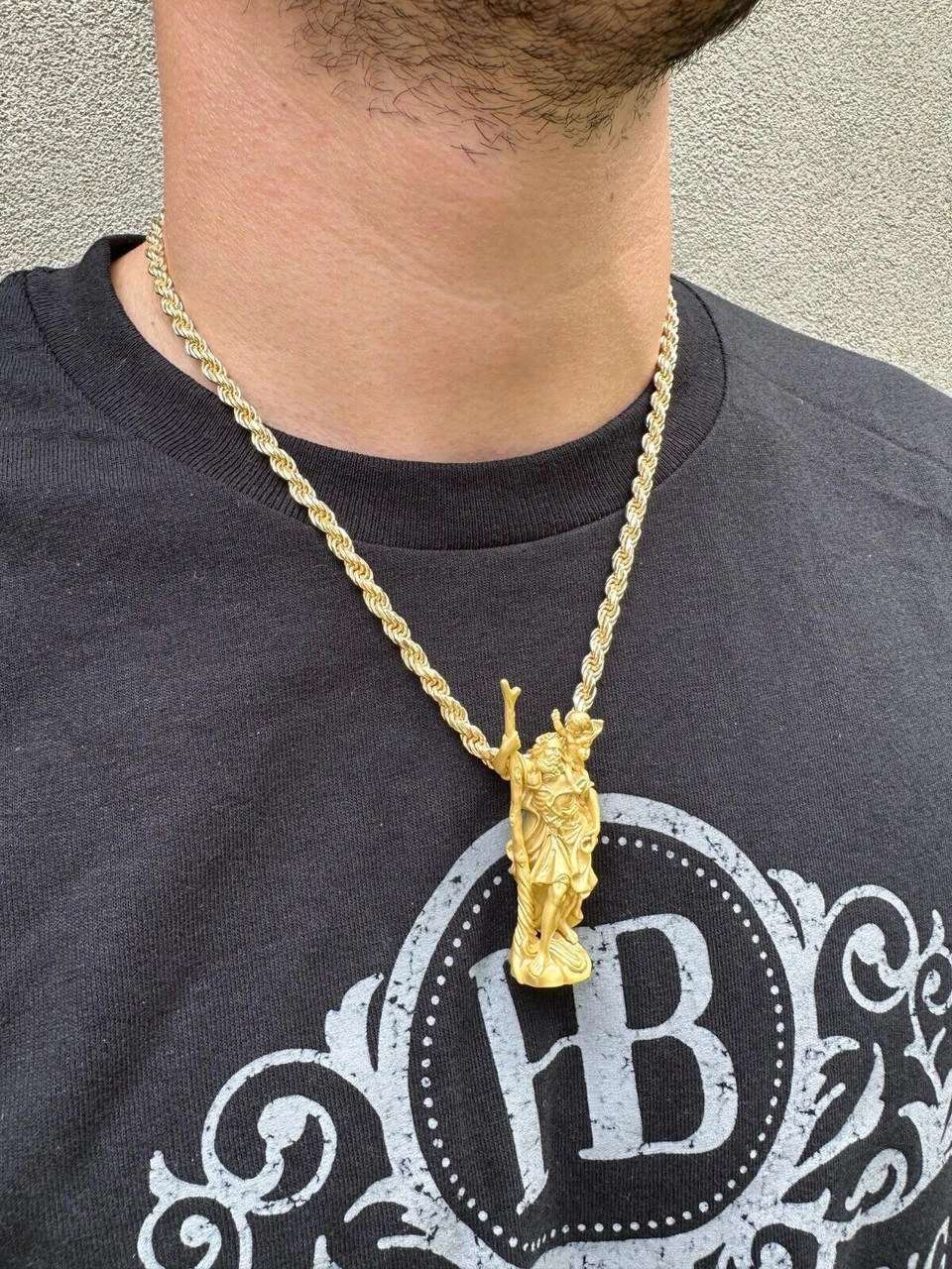 St Christopher Real 925 Silver / 14k Yellow Rose Gold Heavy 3D Pendant Necklace 21 St Christopher Real 925 Silver / 14k Yellow Rose Gold Heavy 3D Pendant Necklace - Image 19