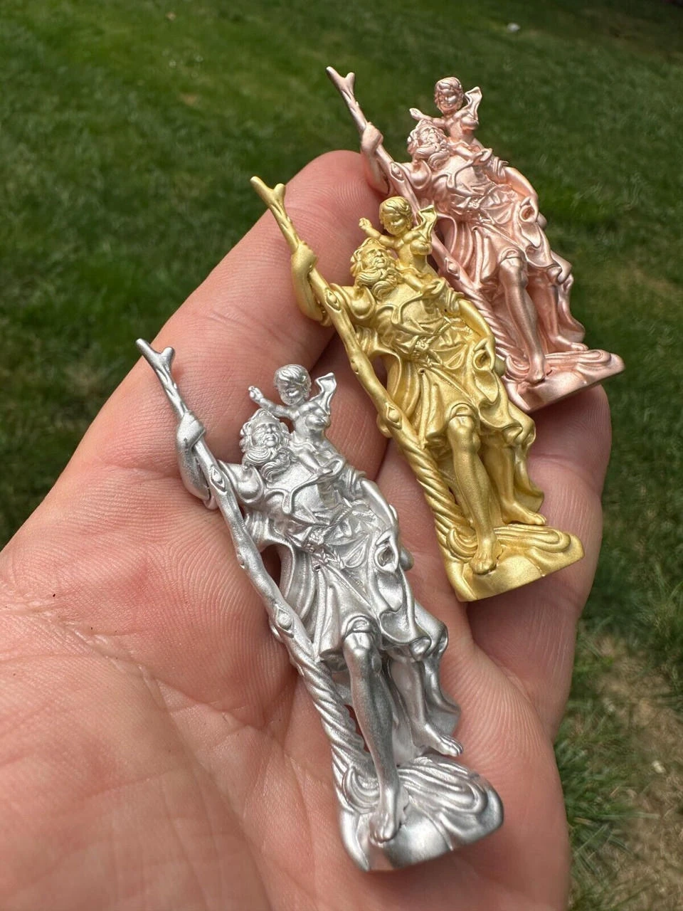 St Christopher Real 925 Silver / 14k Yellow Rose Gold Heavy 3D Pendant Necklace 22 St Christopher Real 925 Silver / 14k Yellow Rose Gold Heavy 3D Pendant Necklace - Image 20