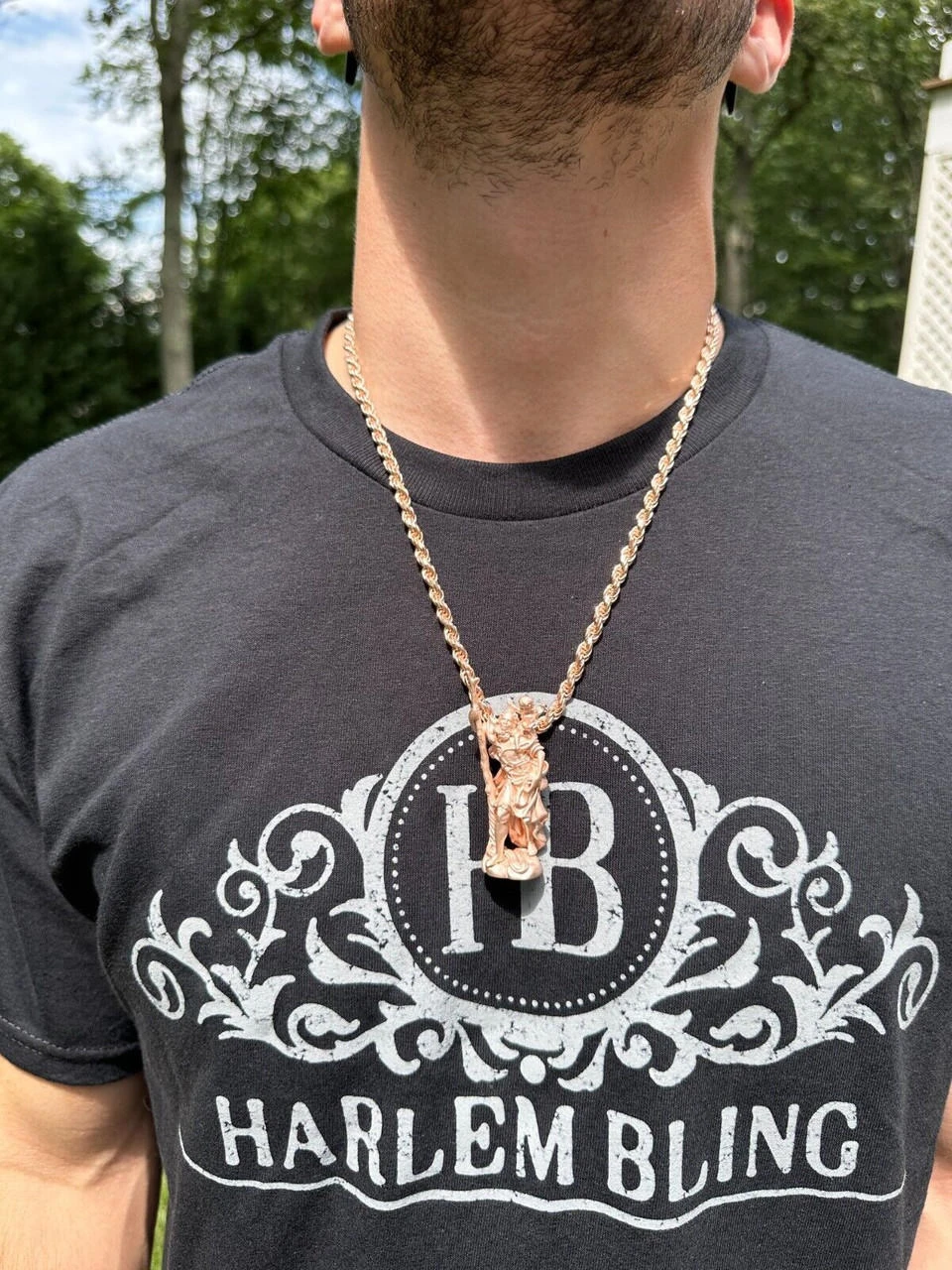 St Christopher Real 925 Silver / 14k Yellow Rose Gold Heavy 3D Pendant Necklace 19 St Christopher Real 925 Silver / 14k Yellow Rose Gold Heavy 3D Pendant Necklace - Image 17