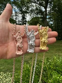 St Christopher Real 925 Silver / 14k Yellow Rose Gold Heavy 3D Pendant Necklace 27 St Christopher Real 925 Silver / 14k Yellow Rose Gold Heavy 3D Pendant Necklace -Harlem Bling Shop harlembling st christopher real 925 silver 14k yellow rose gold heavy 3d pendant necklace 99728.1688425156