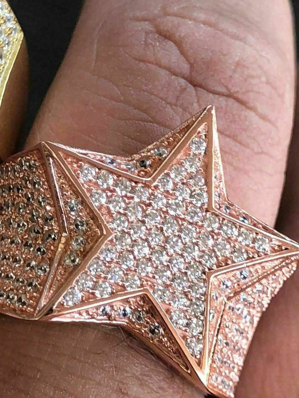 Star Ring Diamond Pinky Solid 925 Sterling Silver 14k Gold / Rose Gold Mens ICY 12 Star Ring Diamond Pinky Solid 925 Sterling Silver 14k Gold / Rose Gold Mens ICY - Image 10