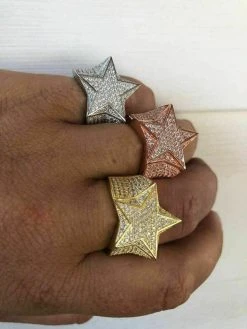 Star Ring Diamond Pinky Solid 925 Sterling Silver 14k Gold / Rose Gold Mens ICY 24 Star Ring Diamond Pinky Solid 925 Sterling Silver 14k Gold / Rose Gold Mens ICY -Harlem Bling Shop harlembling star ring diamond pinky solid 925 sterling silver 14k gold rose gold mens icy 33858.1664400202