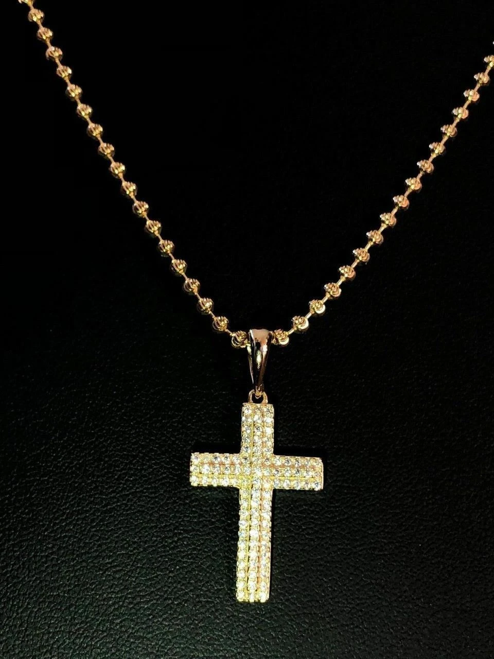 Sterling Silver 925 *14k Gold Plated* Men's Small Cross Pendant Man Diamonds 4 Sterling Silver 925 *14k Gold Plated* Men's Small Cross Pendant Man Diamonds - Image 2