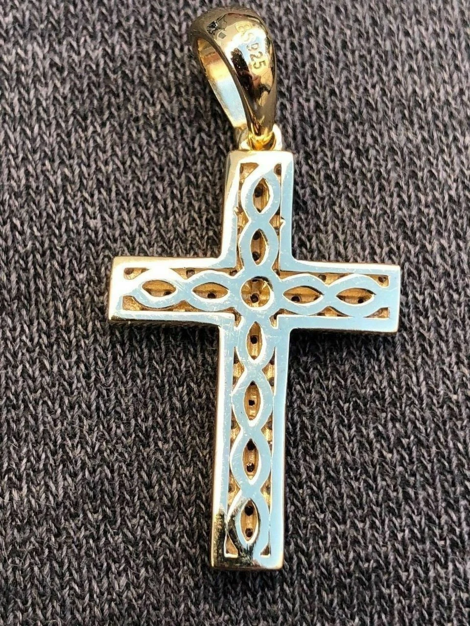 Sterling Silver 925 *14k Gold Plated* Men's Small Cross Pendant Man Diamonds 9 Sterling Silver 925 *14k Gold Plated* Men's Small Cross Pendant Man Diamonds - Image 7