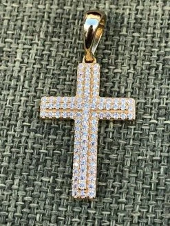 Sterling Silver 925 *14k Gold Plated* Men's Small Cross Pendant Man Diamonds 13 Sterling Silver 925 *14k Gold Plated* Men's Small Cross Pendant Man Diamonds -Harlem Bling Shop harlembling sterling silver 925 14k gold plated mens small cross pendant man diamonds 25953.1664375199