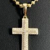 Sterling Silver 925 *14k Gold Plated* Men's Small Cross Pendant Man Diamonds