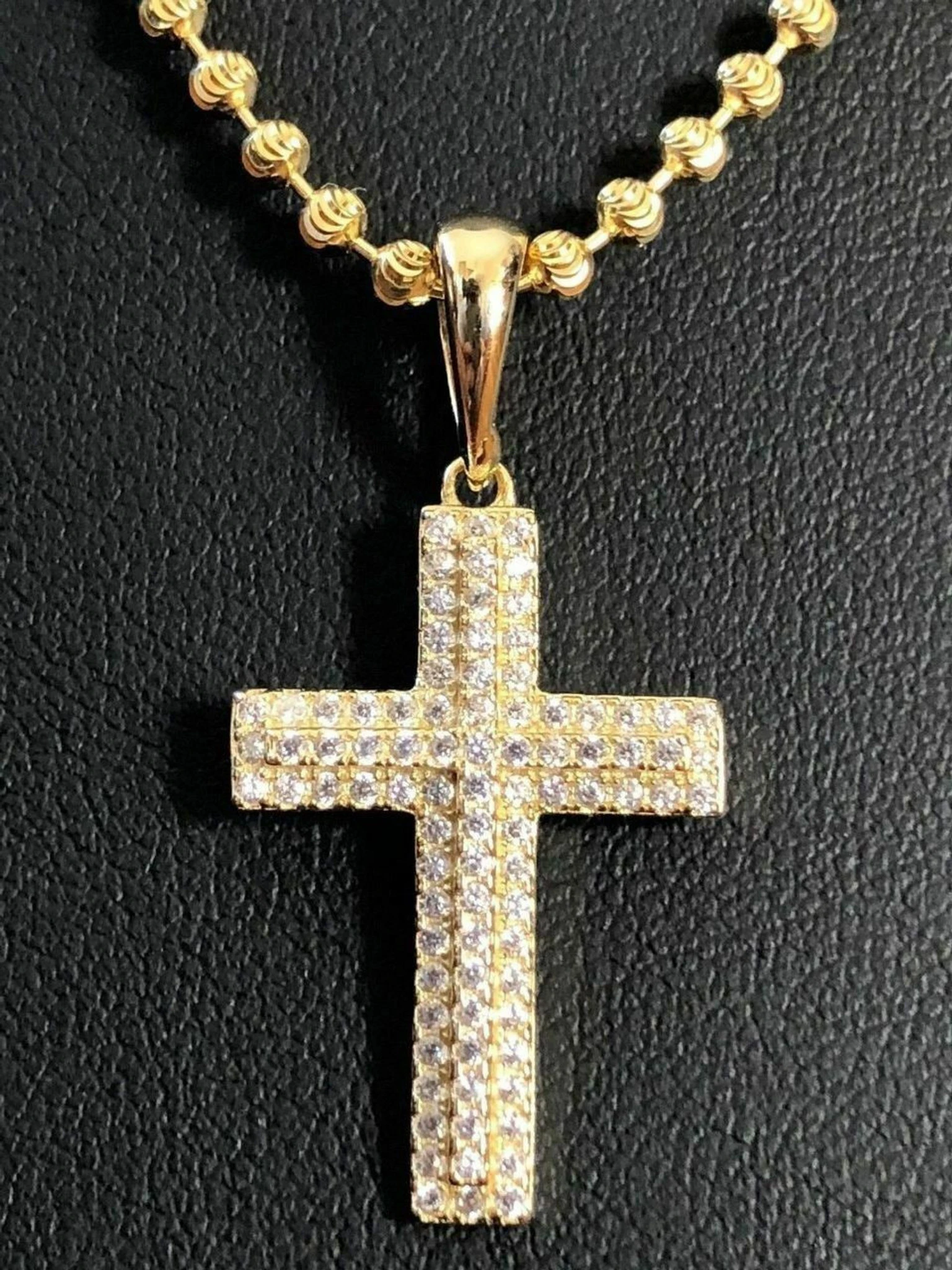 Sterling Silver 925 *14k Gold Plated* Men's Small Cross Pendant Man Diamonds 3 Sterling Silver 925 *14k Gold Plated* Men's Small Cross Pendant Man Diamonds