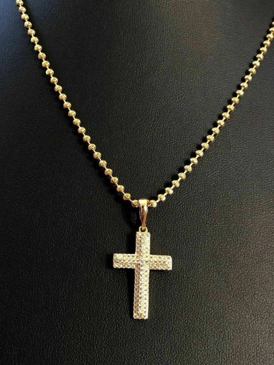 Sterling Silver 925 *14k Gold Plated* Men's Small Cross Pendant Man Diamonds 8 Sterling Silver 925 *14k Gold Plated* Men's Small Cross Pendant Man Diamonds - Image 6