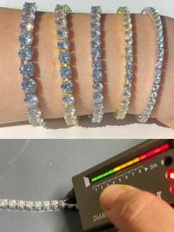 Tennis Bracelet SOLID 925 Sterling Silver MOISSANITE Pass Diamond Tester 3-7mm