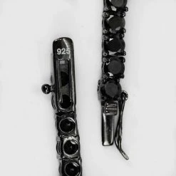 Tennis Chain W. Cross Solid Real 925 Sterling Silver 4mm Black Diamonds 1 Row -Harlem Bling Shop harlembling tennis chain w cross solid real 925 sterling silver 4mm black diamonds 1 row 66263.1664398226