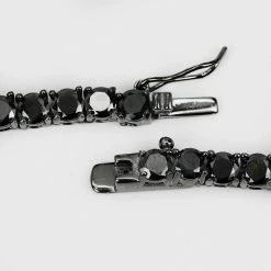 Tennis Chain W. Upside Down Cross Solid Real 925 Silver 4mm Black Diamonds 1 Row -Harlem Bling Shop harlembling tennis chain w upside down cross solid real 925 silver 4mm black diamonds 1 row 74701.1664386951