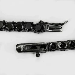 Tennis Chain W. Upside Down Cross Solid Real 925 Silver 4mm Black Diamonds 1 Row -Harlem Bling Shop harlembling tennis chain w upside down cross solid real 925 silver 4mm black diamonds 1 row 75471.1664393224