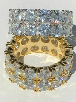 Tennis Ring 14k Gold & Solid 925 Silver Diamond Pinky Wedding Band Mens Womens -Harlem Bling Shop harlembling tennis ring 14k gold and solid 925 silver diamond pinky wedding band mens womens 30110.1664394850