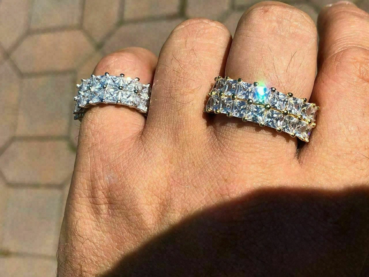 Tennis Ring 14k Gold & Solid 925 Silver Princess Cut Diamond Pinky Wedding Band 13 Tennis Ring 14k Gold & Solid 925 Silver Princess Cut Diamond Pinky Wedding Band - Image 11