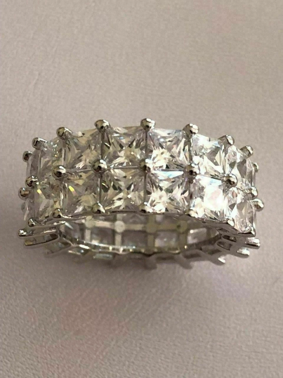 Tennis Ring 14k Gold & Solid 925 Silver Princess Cut Diamond Pinky Wedding Band 10 Tennis Ring 14k Gold & Solid 925 Silver Princess Cut Diamond Pinky Wedding Band - Image 8