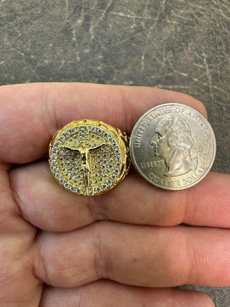 VVS Moissanite Nugget Ring Jesus On Cross Real 925 Silver 14K Gold Plated Iced 16 VVS Moissanite Nugget Ring Jesus On Cross Real 925 Silver 14K Gold Plated Iced - Image 14