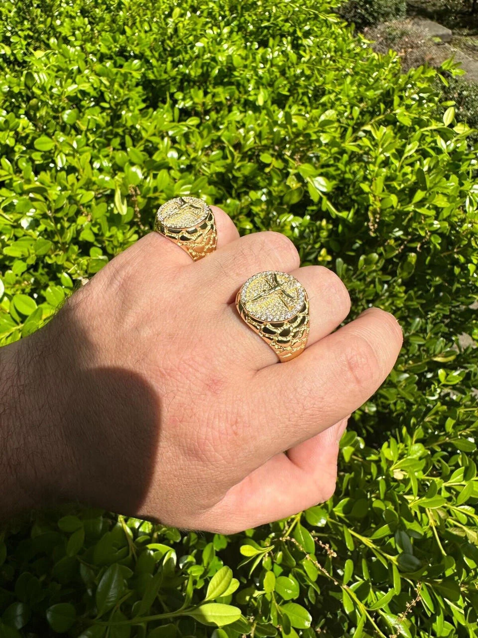 VVS Moissanite Nugget Ring Jesus On Cross Real 925 Silver 14K Gold Plated Iced 12 VVS Moissanite Nugget Ring Jesus On Cross Real 925 Silver 14K Gold Plated Iced - Image 10