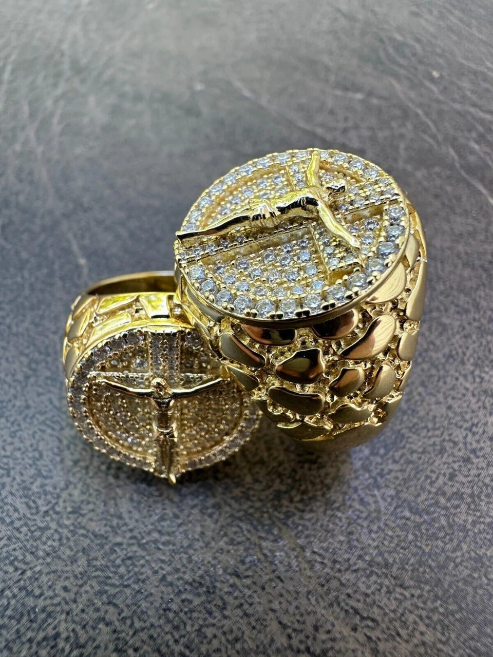 VVS Moissanite Nugget Ring Jesus On Cross Real 925 Silver 14K Gold Plated Iced 8 VVS Moissanite Nugget Ring Jesus On Cross Real 925 Silver 14K Gold Plated Iced - Image 6