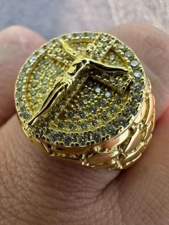 VVS Moissanite Nugget Ring Jesus On Cross Real 925 Silver 14K Gold Plated Iced 41 VVS Moissanite Nugget Ring Jesus On Cross Real 925 Silver 14K Gold Plated Iced -Harlem Bling Shop harlembling vvs moissanite nugget ring jesus on cross real 925 silver 14k gold plated iced 51187.1683751969