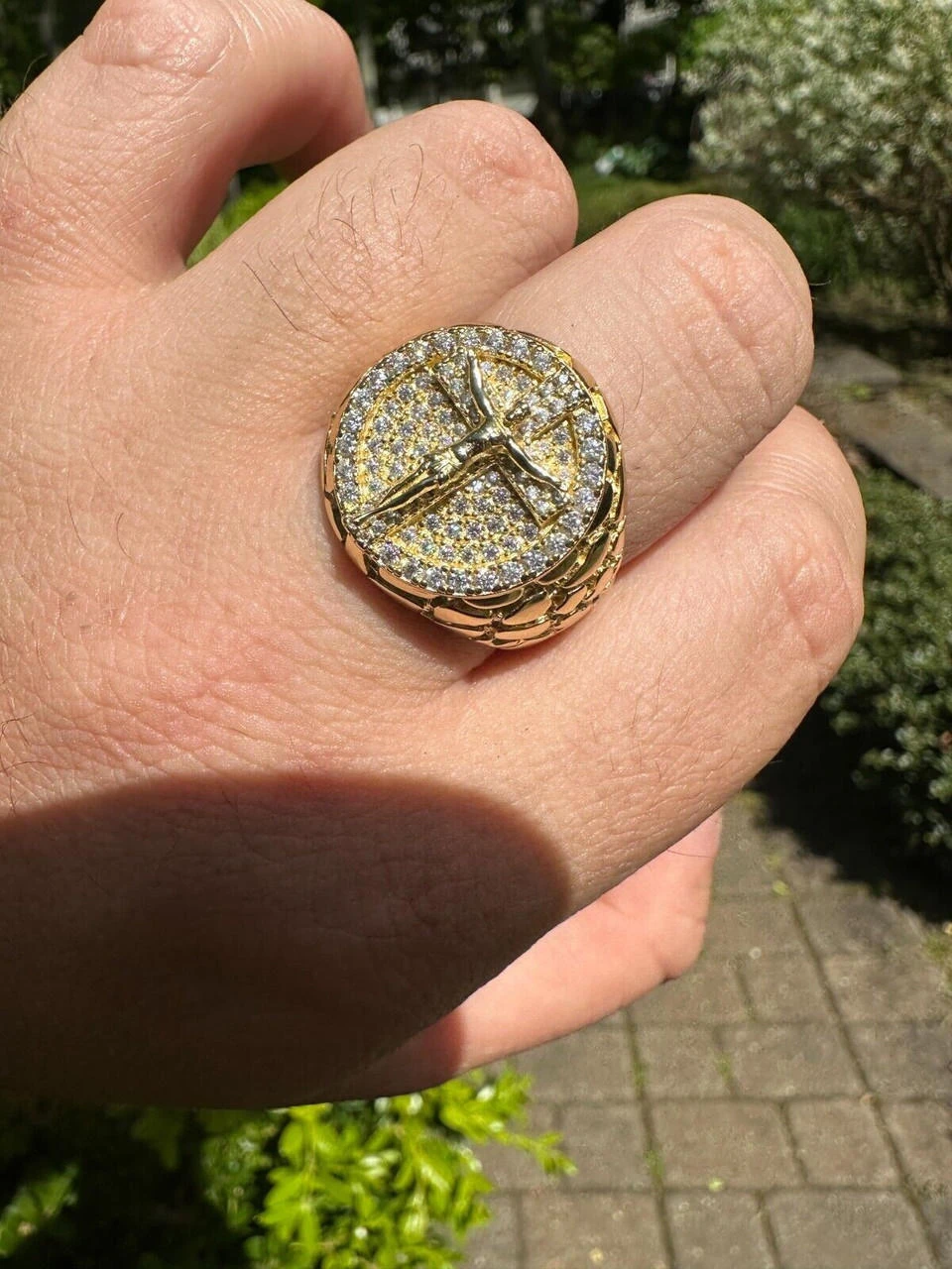 VVS Moissanite Nugget Ring Jesus On Cross Real 925 Silver 14K Gold Plated Iced 17 VVS Moissanite Nugget Ring Jesus On Cross Real 925 Silver 14K Gold Plated Iced - Image 15