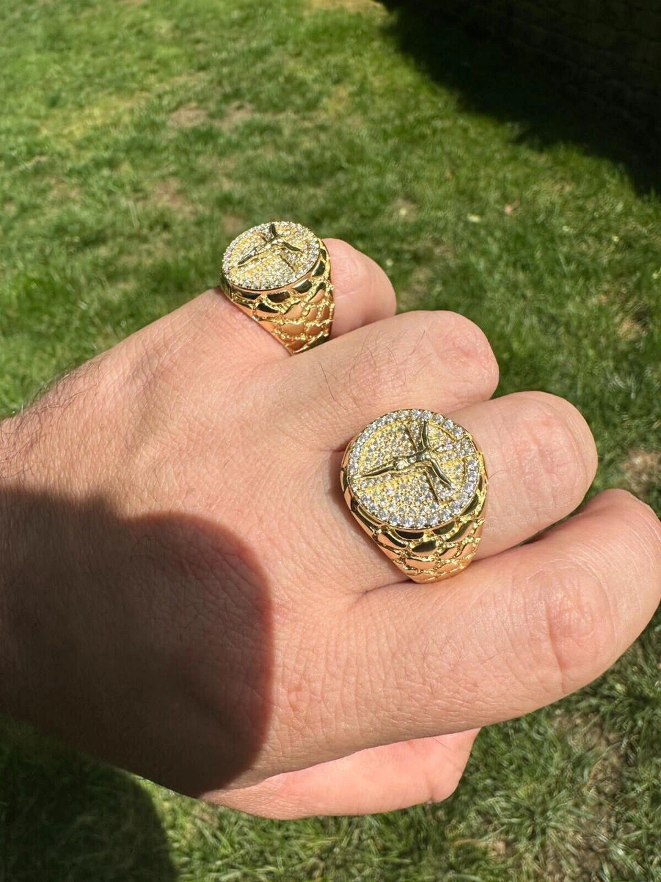 VVS Moissanite Nugget Ring Jesus On Cross Real 925 Silver 14K Gold Plated Iced 4 VVS Moissanite Nugget Ring Jesus On Cross Real 925 Silver 14K Gold Plated Iced - Image 2