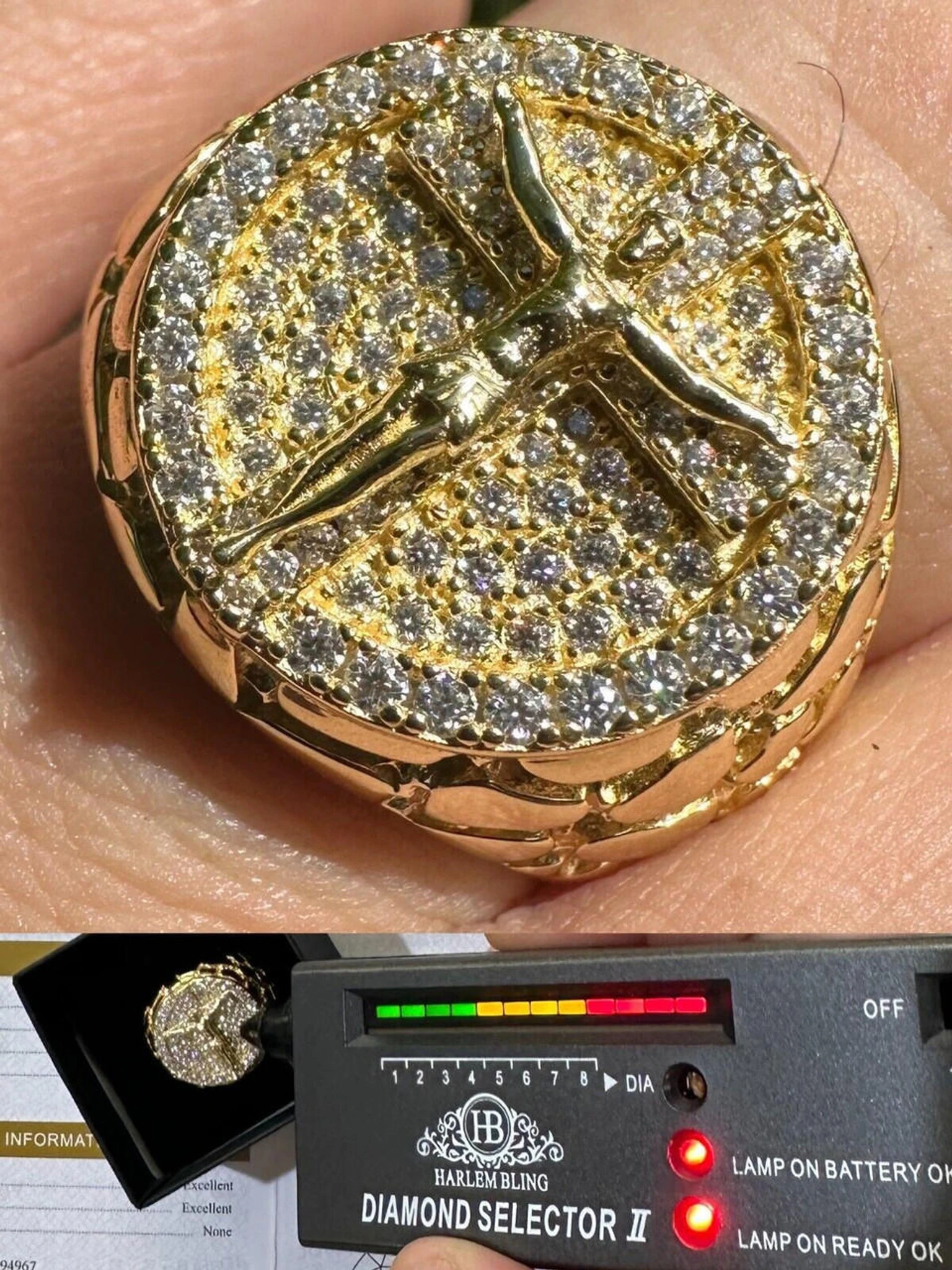 VVS Moissanite Nugget Ring Jesus On Cross Real 925 Silver 14K Gold Plated Iced 3 VVS Moissanite Nugget Ring Jesus On Cross Real 925 Silver 14K Gold Plated Iced