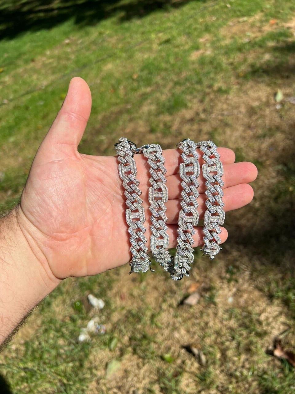 VVS MOISSANITE Solid 925 Silver Mens 15mm Figarucci Gucci Link Prong Cuban Chain 10 VVS MOISSANITE Solid 925 Silver Mens 15mm Figarucci Gucci Link Prong Cuban Chain - Image 8