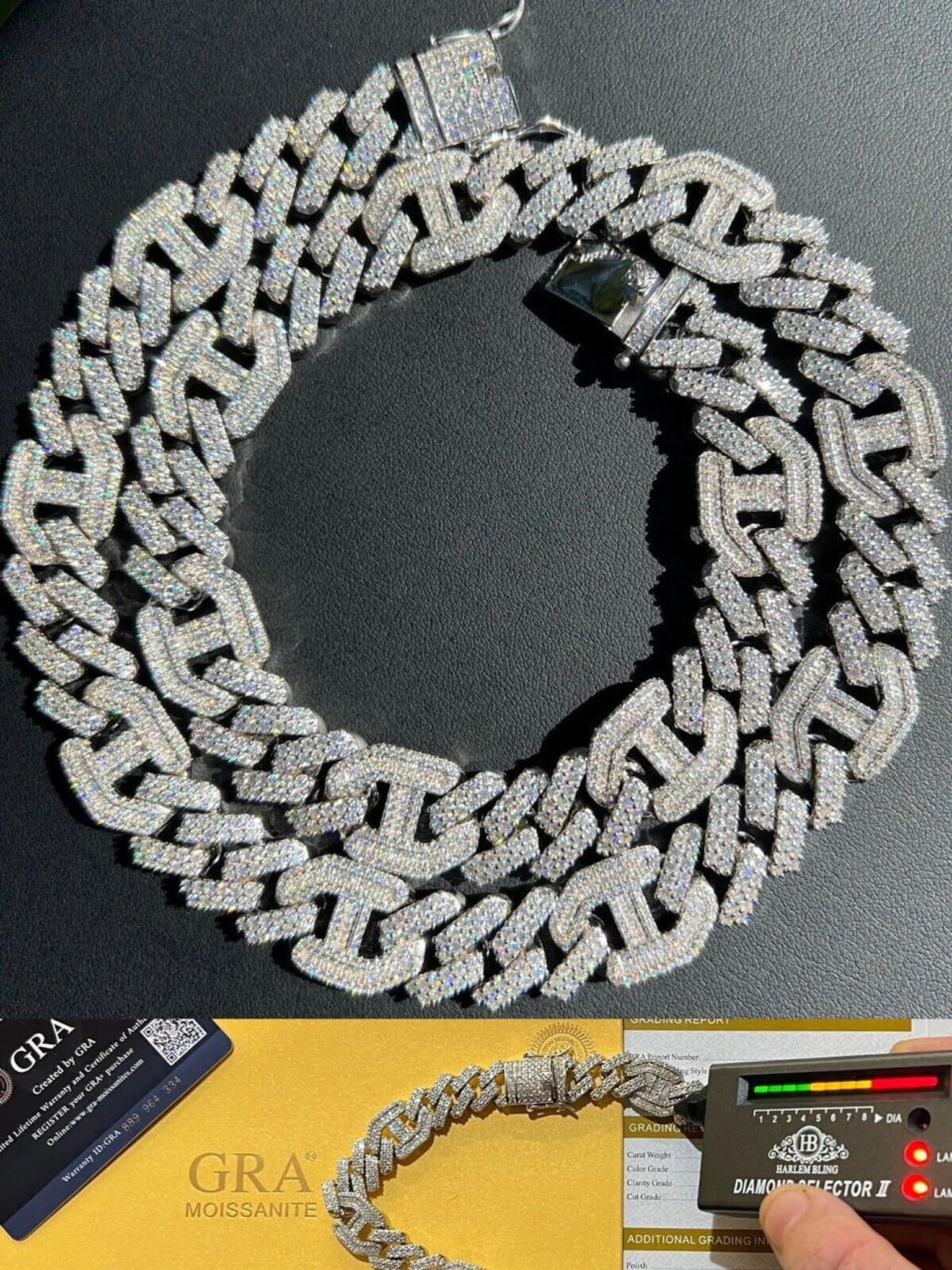 VVS MOISSANITE Solid 925 Silver Mens 15mm Figarucci Gucci Link Prong Cuban Chain 3 VVS MOISSANITE Solid 925 Silver Mens 15mm Figarucci Gucci Link Prong Cuban Chain