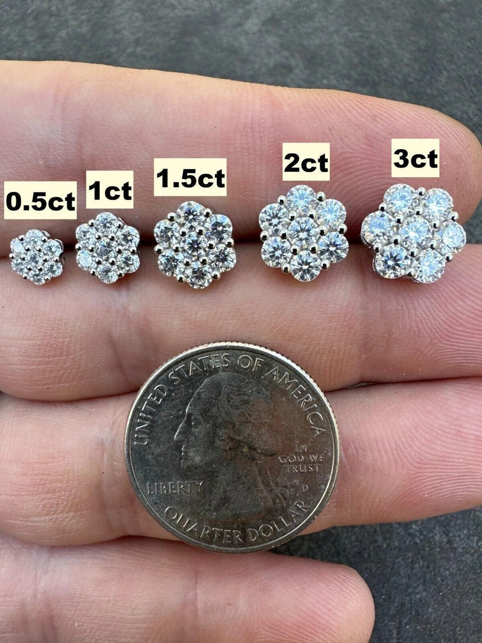 VVS Moissanite Studs Cluster Flower Set Earrings Real 925 Sterling Silver 6-11mm 9 VVS Moissanite Studs Cluster Flower Set Earrings Real 925 Sterling Silver 6-11mm - Image 7