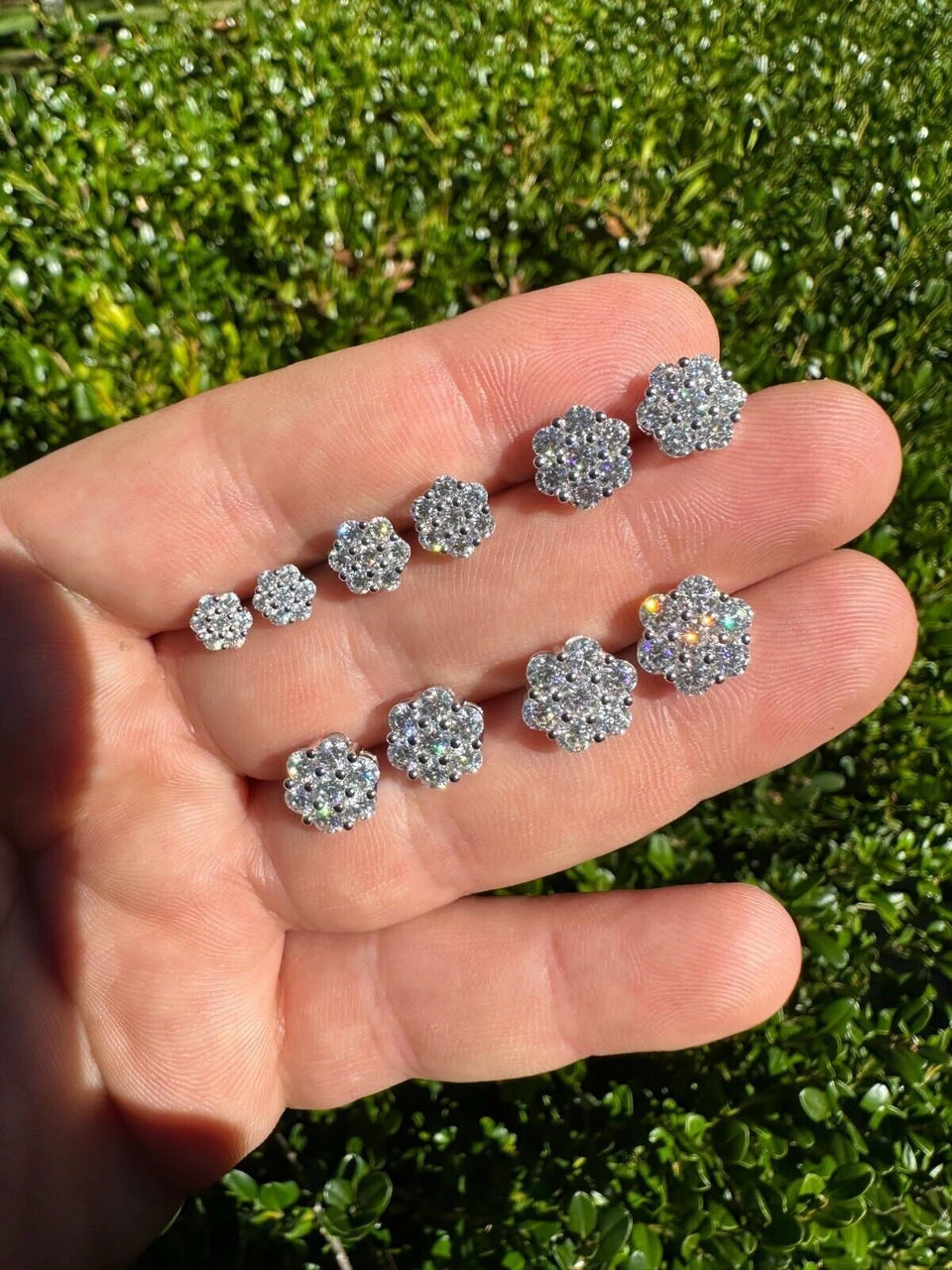 VVS Moissanite Studs Cluster Flower Set Earrings Real 925 Sterling Silver 6-11mm 13 VVS Moissanite Studs Cluster Flower Set Earrings Real 925 Sterling Silver 6-11mm - Image 11