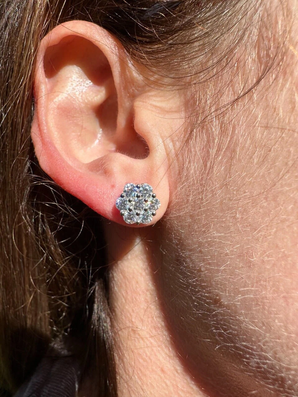 VVS Moissanite Studs Cluster Flower Set Earrings Real 925 Sterling Silver 6-11mm 5 VVS Moissanite Studs Cluster Flower Set Earrings Real 925 Sterling Silver 6-11mm - Image 3