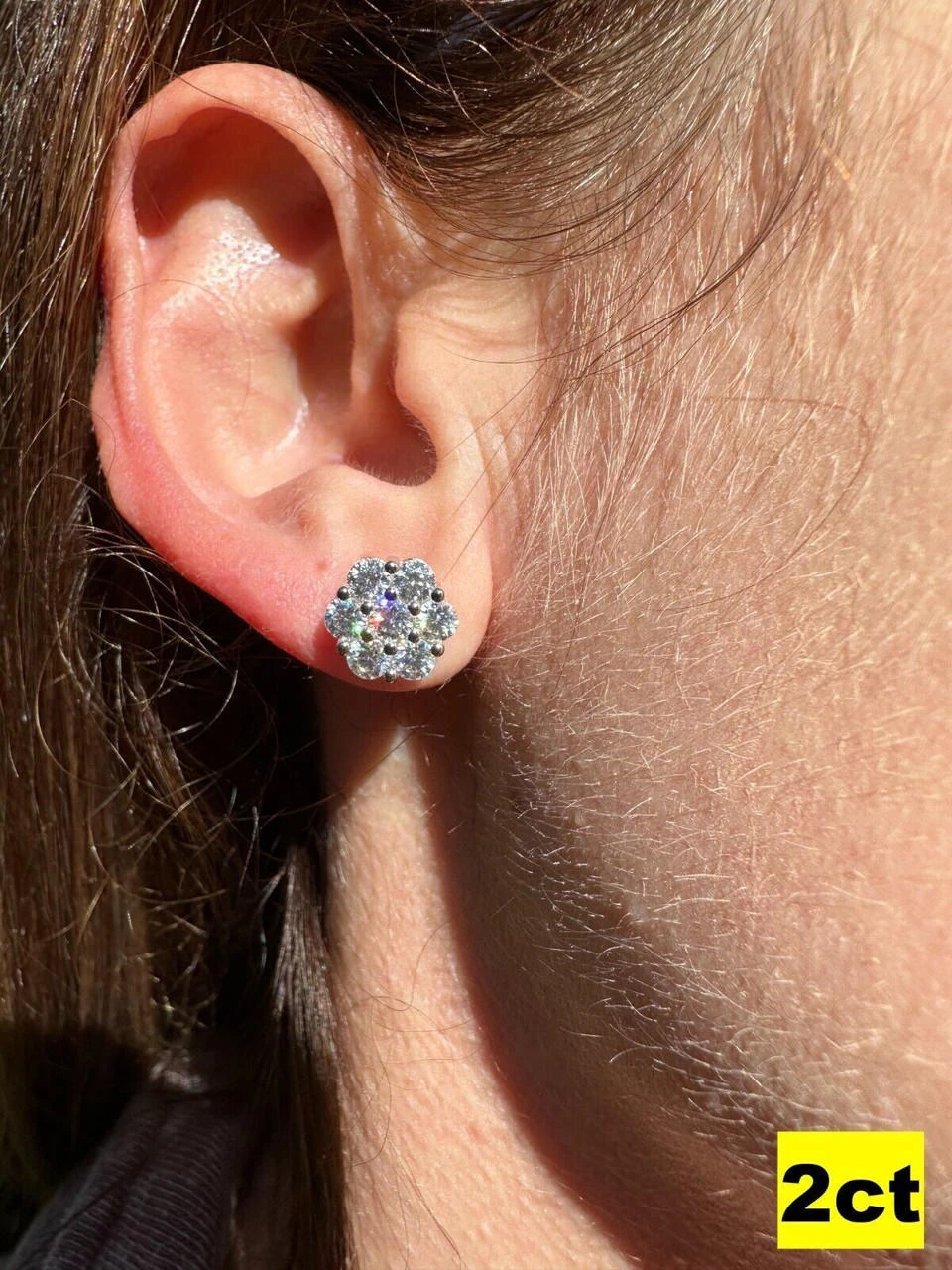 VVS Moissanite Studs Cluster Flower Set Earrings Real 925 Sterling Silver 6-11mm 7 VVS Moissanite Studs Cluster Flower Set Earrings Real 925 Sterling Silver 6-11mm - Image 5