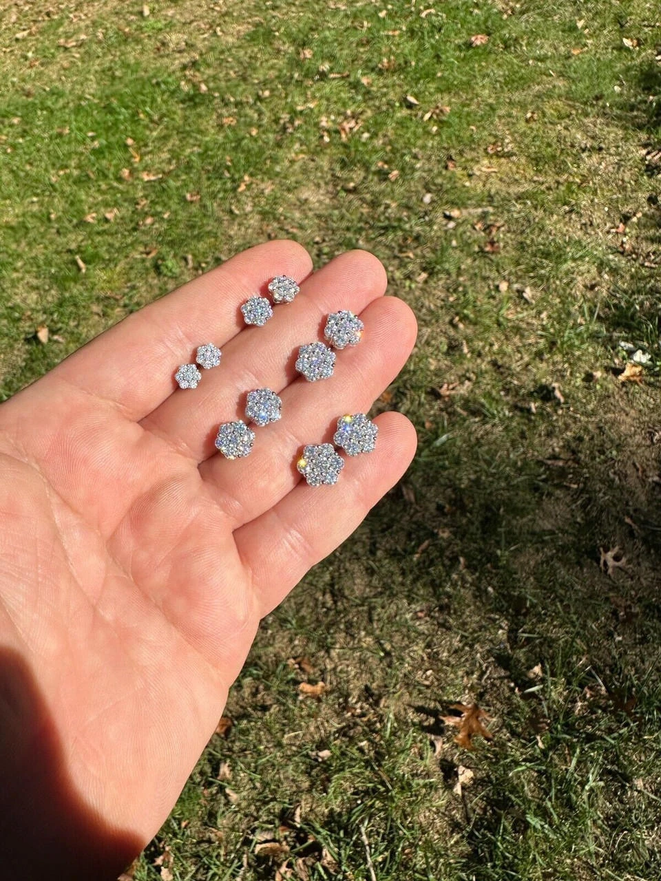 VVS Moissanite Studs Cluster Flower Set Earrings Real 925 Sterling Silver 6-11mm 21 VVS Moissanite Studs Cluster Flower Set Earrings Real 925 Sterling Silver 6-11mm - Image 19