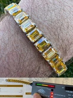 Yellow Canary 60ct MOISSANITE 8mm Tennis Bracelet 925 Silver Pass Diamond Test