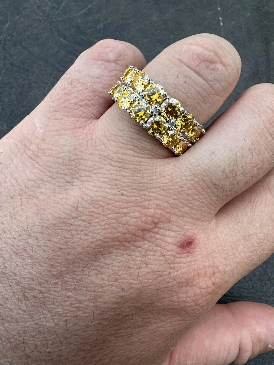 Yellow Canary Moissanite Ring Real 925 Silver Hip Hop Iced Tennis Band Big 10mm 18 Yellow Canary Moissanite Ring Real 925 Silver Hip Hop Iced Tennis Band Big 10mm - Image 16