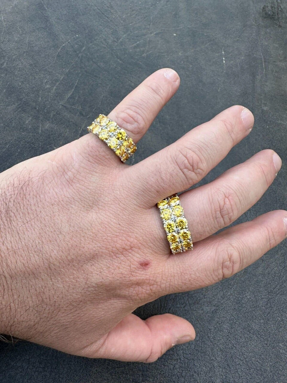 Yellow Canary Moissanite Ring Real 925 Silver Hip Hop Iced Tennis Band Big 10mm 20 Yellow Canary Moissanite Ring Real 925 Silver Hip Hop Iced Tennis Band Big 10mm - Image 18