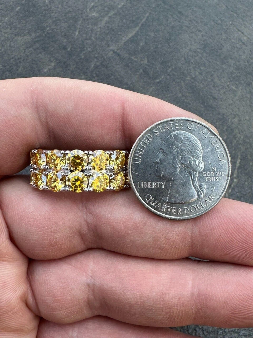 Yellow Canary Moissanite Ring Real 925 Silver Hip Hop Iced Tennis Band Big 10mm 12 Yellow Canary Moissanite Ring Real 925 Silver Hip Hop Iced Tennis Band Big 10mm - Image 10