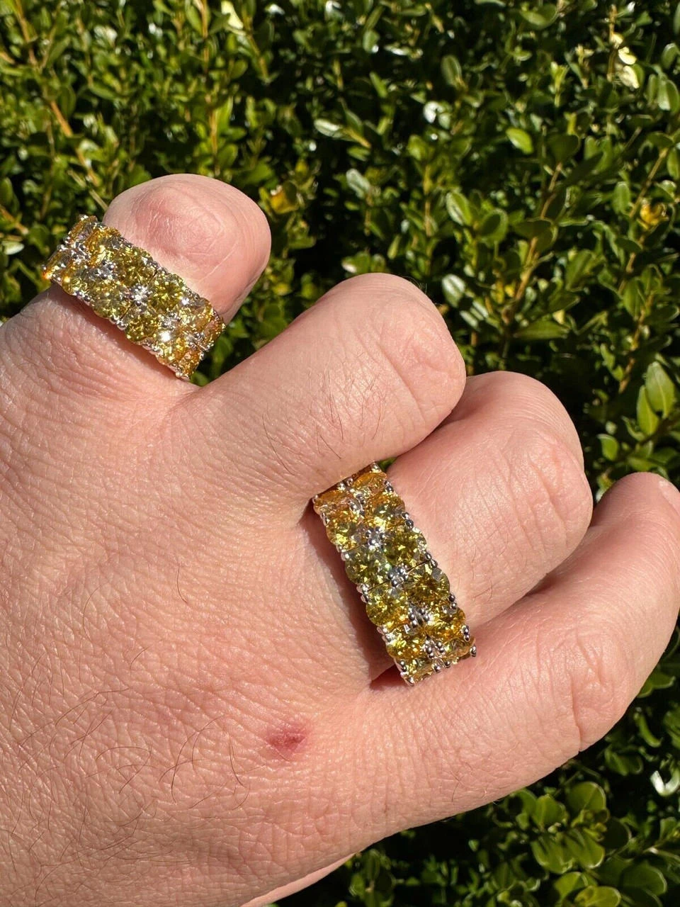 Yellow Canary Moissanite Ring Real 925 Silver Hip Hop Iced Tennis Band Big 10mm 9 Yellow Canary Moissanite Ring Real 925 Silver Hip Hop Iced Tennis Band Big 10mm - Image 7