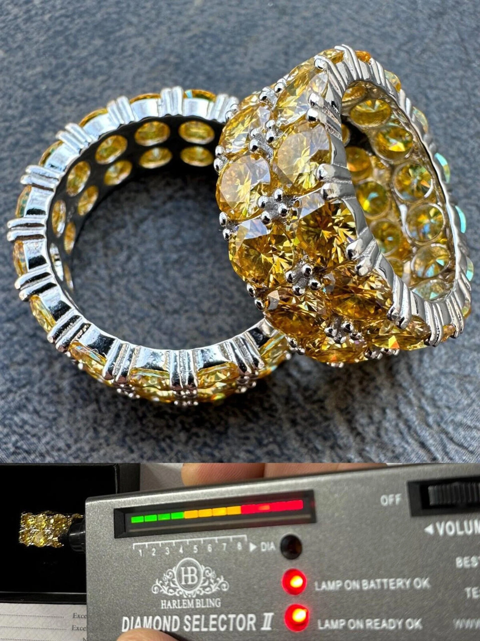 Yellow Canary Moissanite Ring Real 925 Silver Hip Hop Iced Tennis Band Big 10mm 3 Yellow Canary Moissanite Ring Real 925 Silver Hip Hop Iced Tennis Band Big 10mm