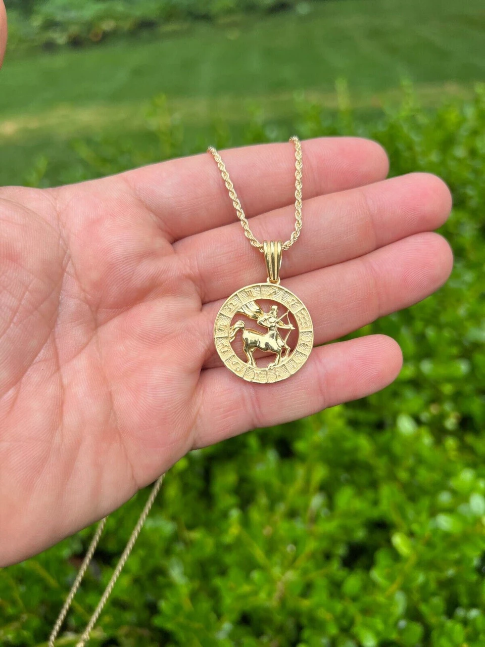 14k Gold Plated Real Solid 925 Silver Zodiac Astrology Sign Pendant Necklace 1" 8 14k Gold Plated Real Solid 925 Silver Zodiac Astrology Sign Pendant Necklace 1" - Image 6