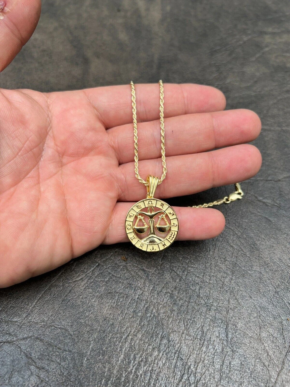 14k Gold Plated Real Solid 925 Silver Zodiac Astrology Sign Pendant Necklace 1" 12 14k Gold Plated Real Solid 925 Silver Zodiac Astrology Sign Pendant Necklace 1" - Image 10