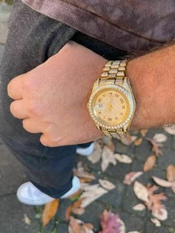 15ct MOISSANITE Gold Mens Presidential Watch Iced Hip Hop Out Pass Diamond Test -Harlem Bling Shop hip hop 15ct moissanite gold mens presidential watch iced hip hop out pass diamond test 93346.1664361110